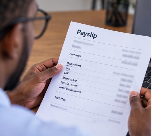 Employee checking UIF contributions on a South African payslip
