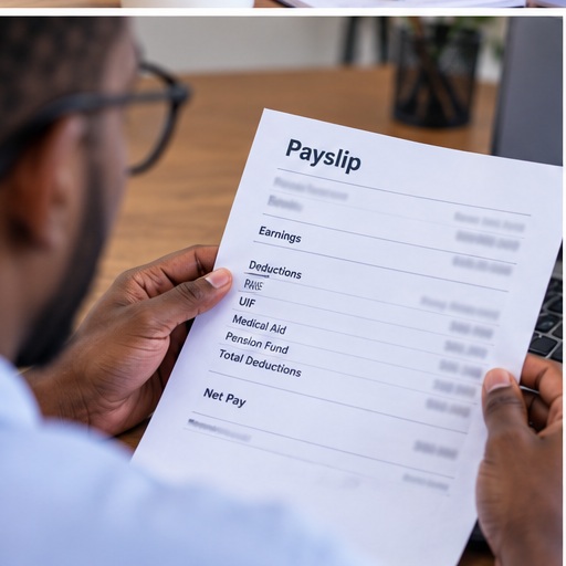 Employee checking UIF contributions on a South African payslip